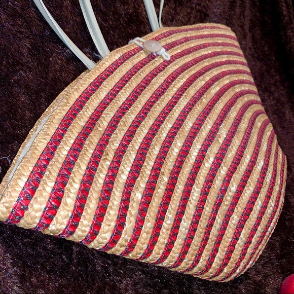v i n t a g e :: Large Boho Woven Wicker Straw Bag Tote Basket - Picture 11 of 11